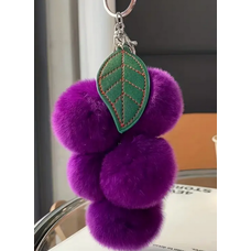 TU Fuzzy Grape Keychain Deep Purple