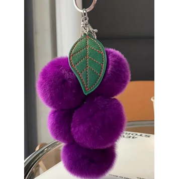 TU Fuzzy Grape Keychain Deep Purple