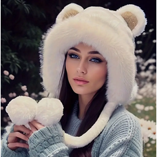 Bear Ears Beanie White