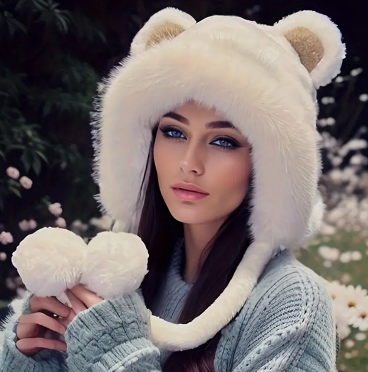 Bear Ears Beanie White