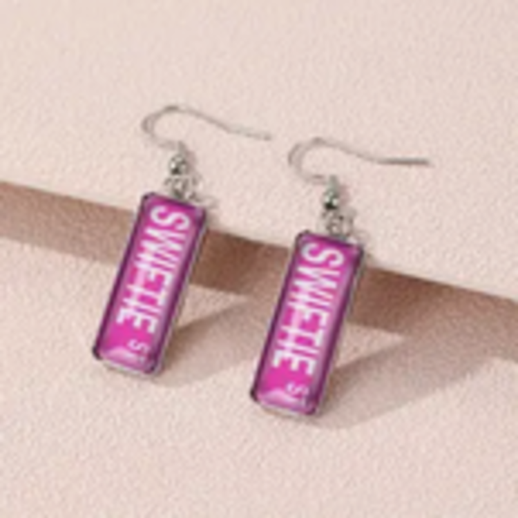 Pink Swiftie St Sign Dangle Earrings