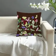 Contemporary Floral Soft Velvet Throw Pillow