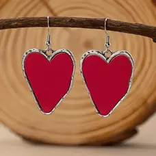 Bohemian Red Irregular Heart Dangle Earrings