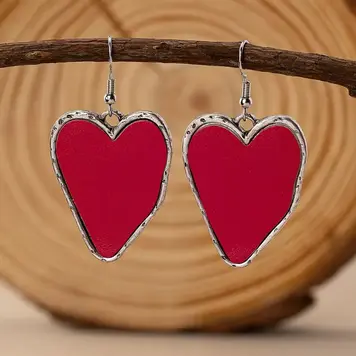 Bohemian Red Irregular Heart Dangle Earrings