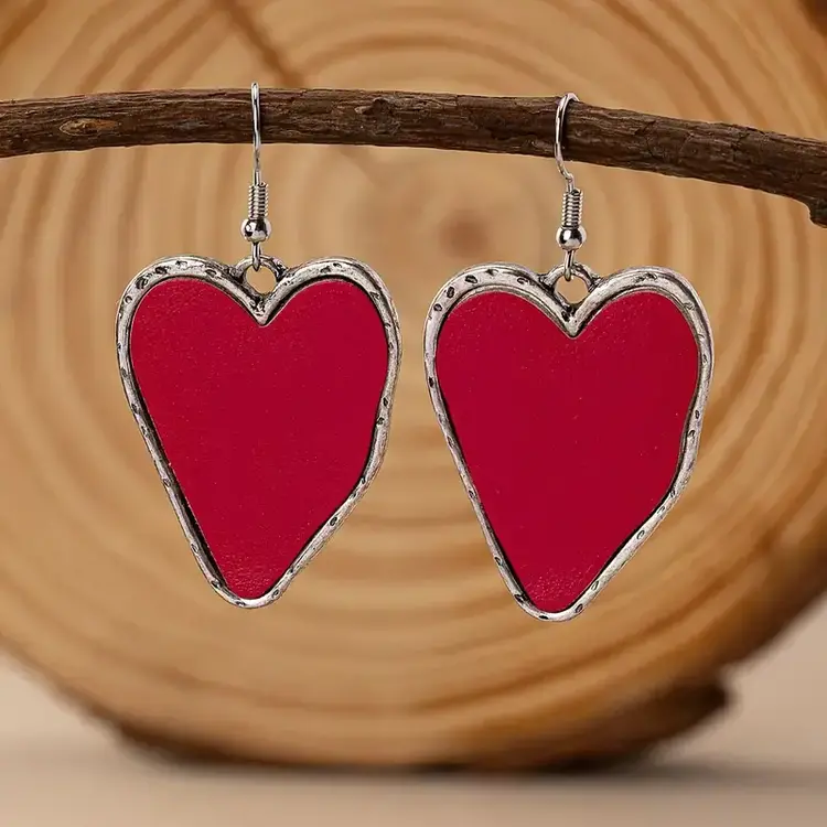 Bohemian Red Irregular Heart Dangle Earrings