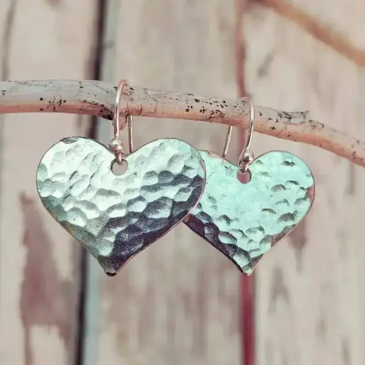 Chic Bohemian Hammered Heart Dangle Earrings