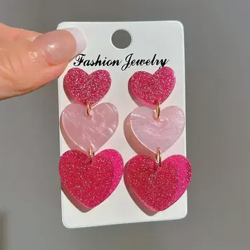 Sparkling Heart Drop Earrings