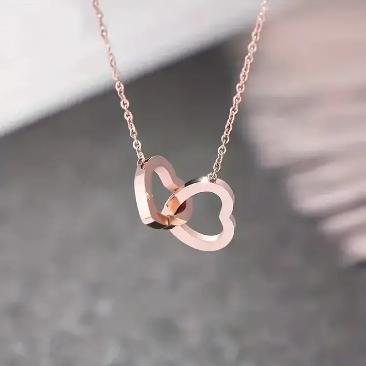 Rose Gold Heart to Heart Necklace
