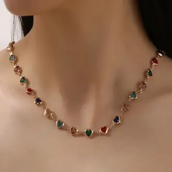 Colorful Minimalist-Style Heart-Shaped Charm Necklace