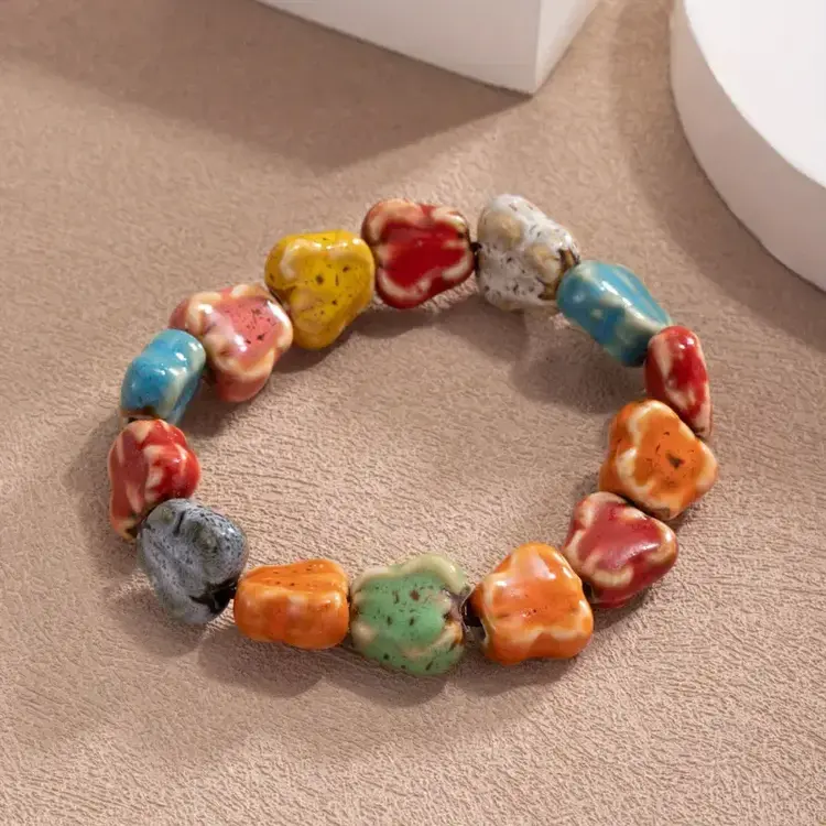 Multicolor Bead Bracelet Butterfly Shaped