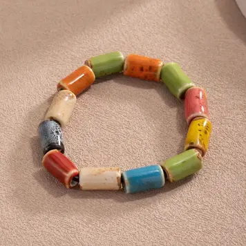Multicolor Bead Bracelet Cylindrical