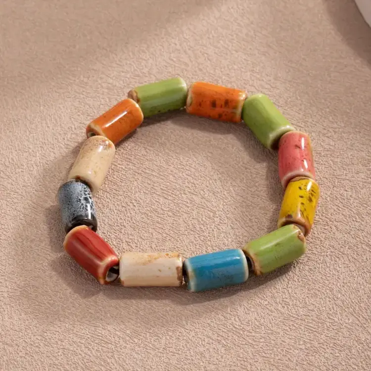 Multicolor Bead Bracelet Cylindrical