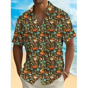 Floral Fox Hawaiian Shirt