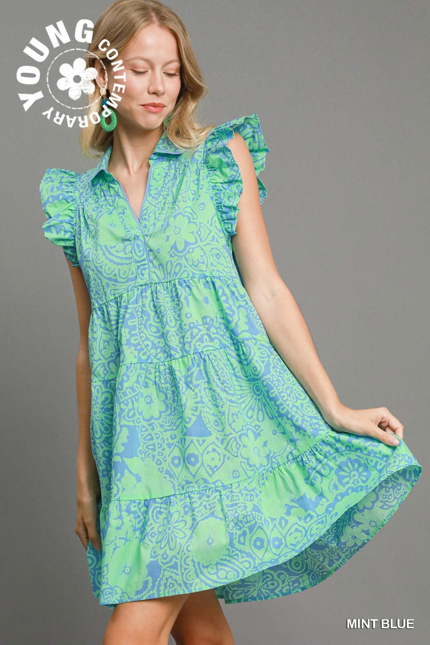 Toile Navy Blue And Mint Green Dress 121 Shiram Dress Katbol Warna