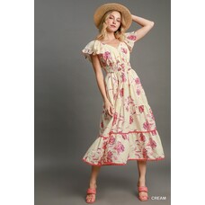 Umgee Tiered Floral Print Maxi Dress