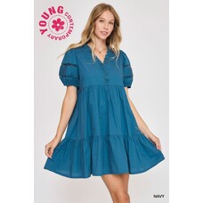 Umgee Lace Trimmed Mini Dress