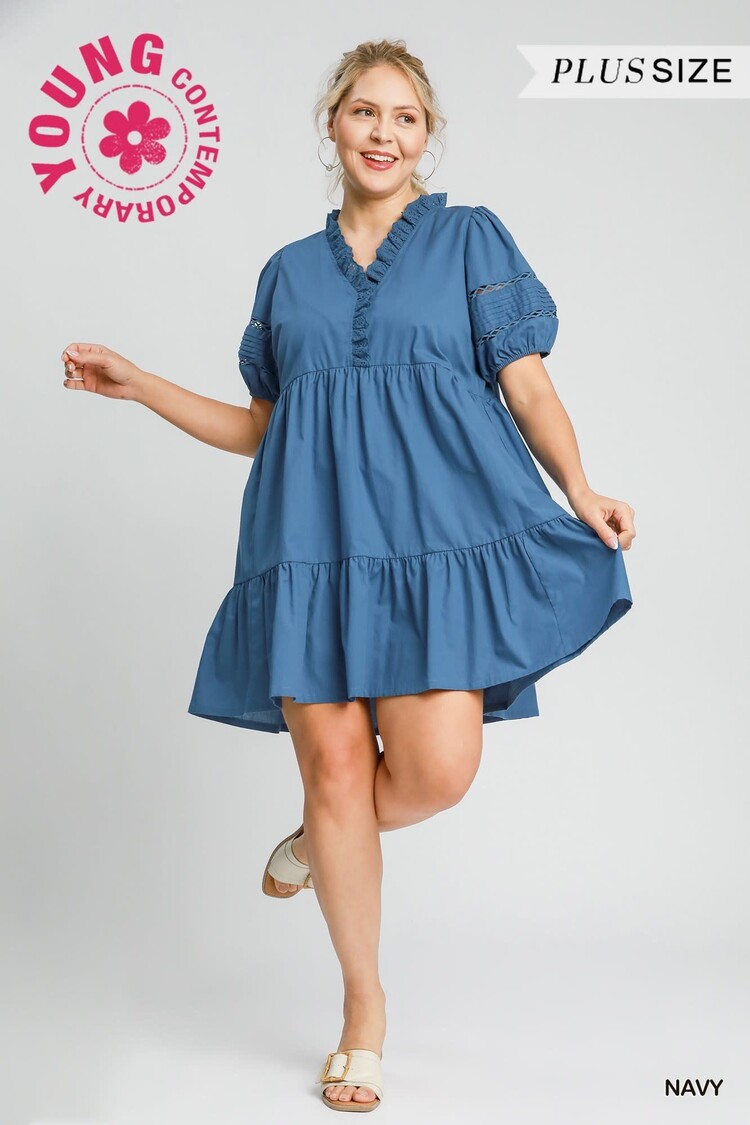 Umgee Lace Trimmed Mini Dress