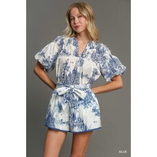 Umgee Toile Print with Shirring Details