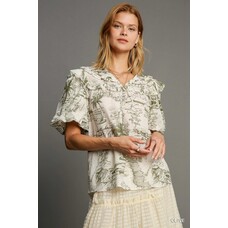 Umgee Two Tone Split Neck Top