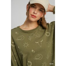 Umgee Round Neck Crew Neck Olive M