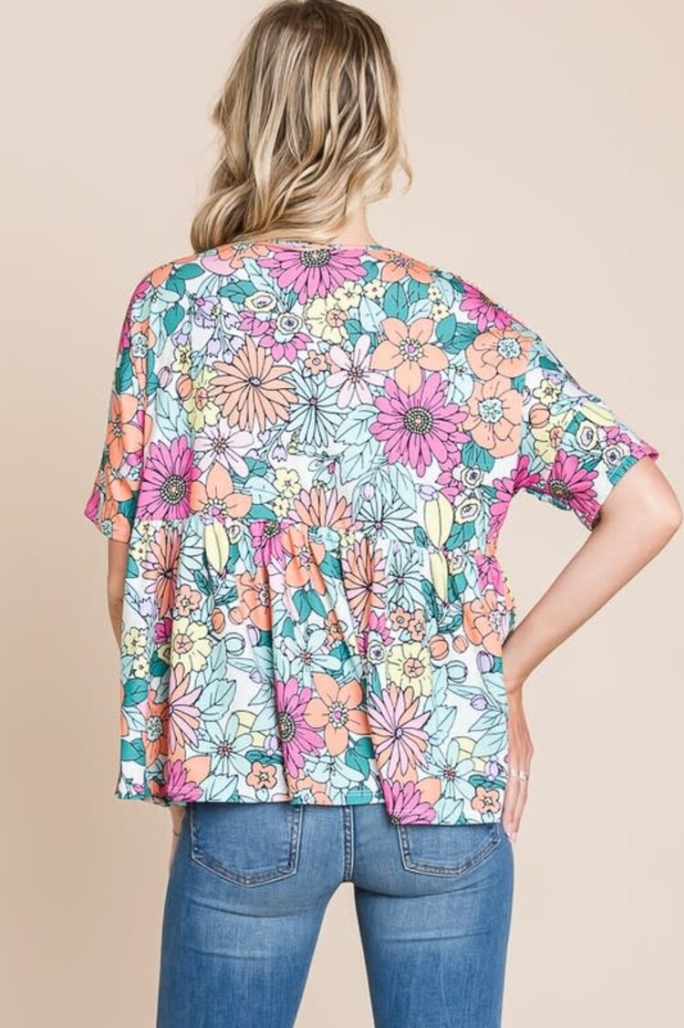 Bom Floral Peplum Top Floral S