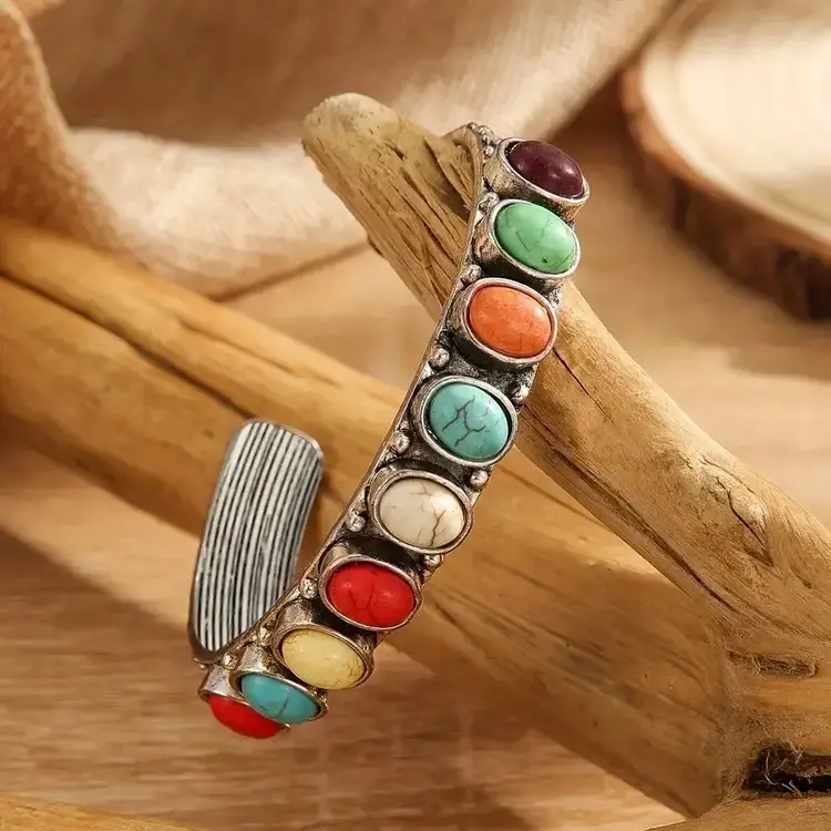 Colored Turquoise Boho Cuff Bracelet