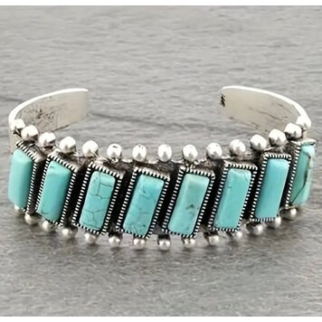 Rectangle Turquoise Boho Cuff Bracelet