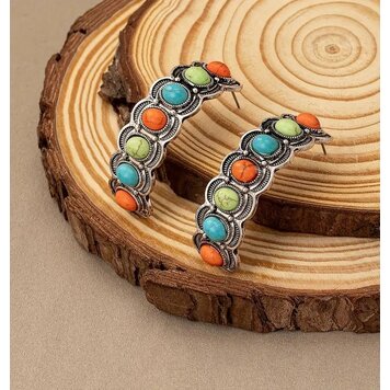 Vintage Boho Colorful Turquoise Earrings