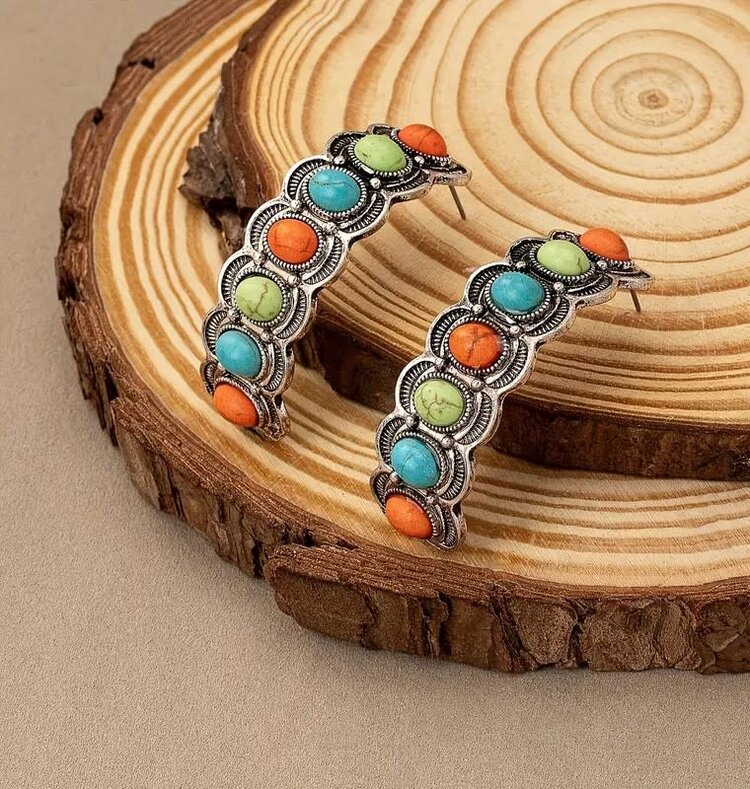 Vintage Boho Colorful Turquoise Earrings