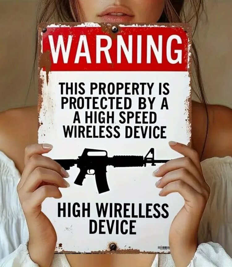 Warning High Speed Wireless Metal Sign