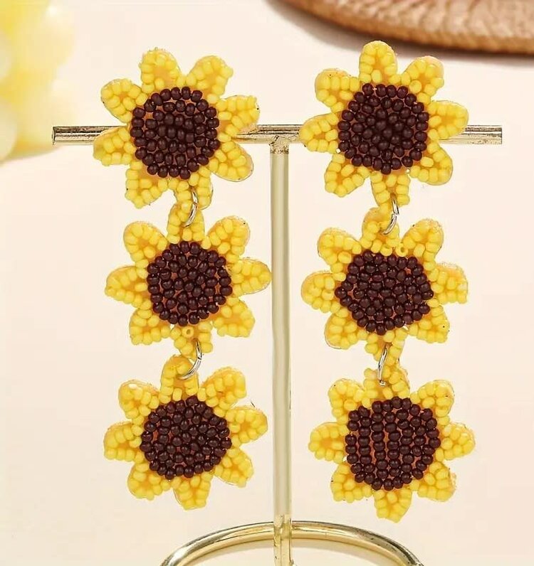 Sunflower Bead Earrings