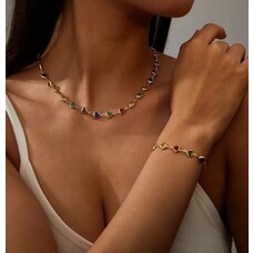 Heart Crystal Necklace & Bracelette