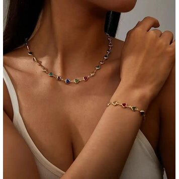 Heart Crystal Necklace & Bracelette