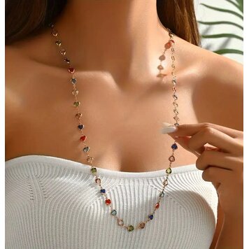 Long Heart Crystal Necklace