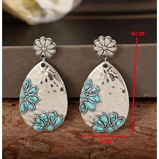 Vintage Turq Inlay Flower Earring