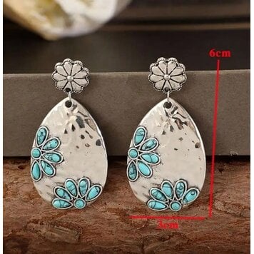 Vintage Turq Inlay Flower Earring