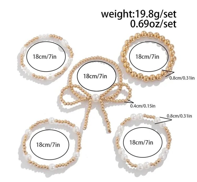 5 pc Bracelet Set - Bow