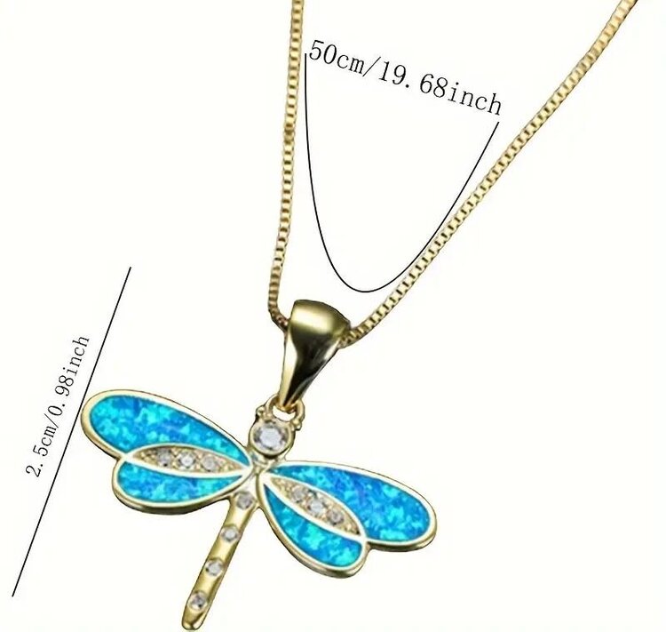 Dragonfly Blue Opal Necklace