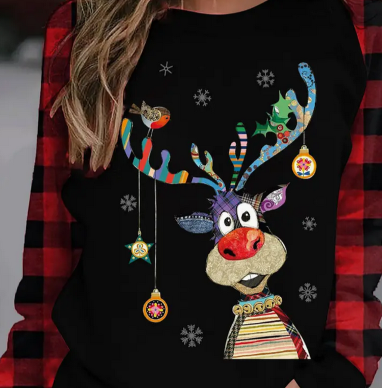 Funny Reindeer Shirt Black S