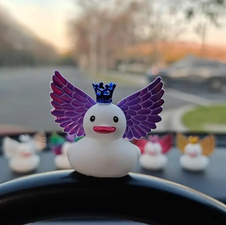 Mini White Angel duck w crown & wings