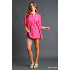 Umgee Linen & Cotton Bubblegum Top
