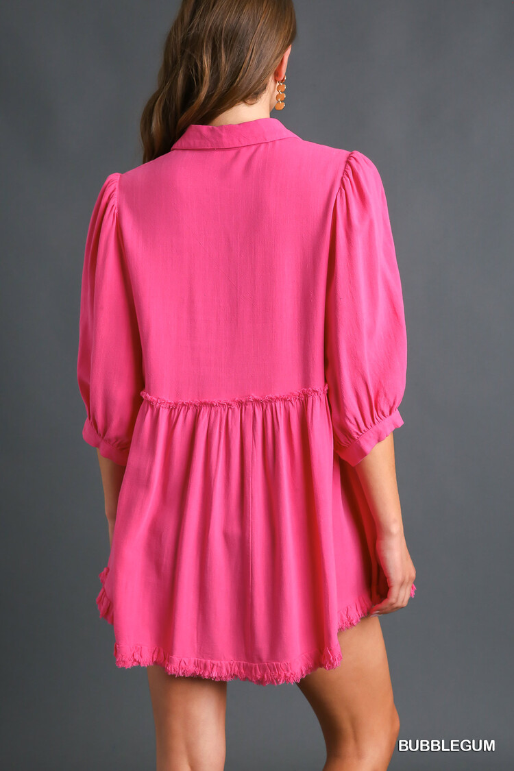 Umgee Linen & Cotton Bubblegum Top