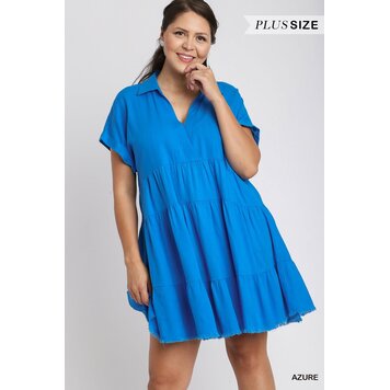 Umgee Umgee L/B Short Ruffle Tier Dress Azure XL
