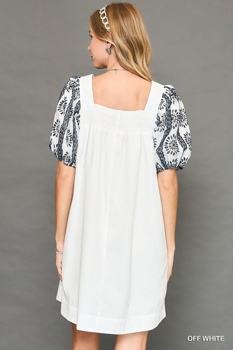 Umgee Square Neck Mini Dress w Eyelet