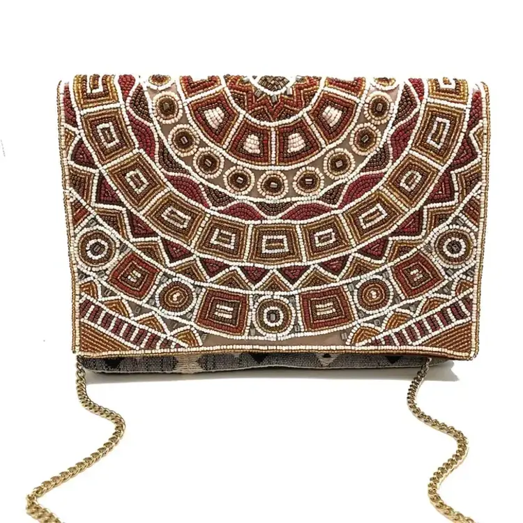 Pizzazz Aztec Beaded Clutch