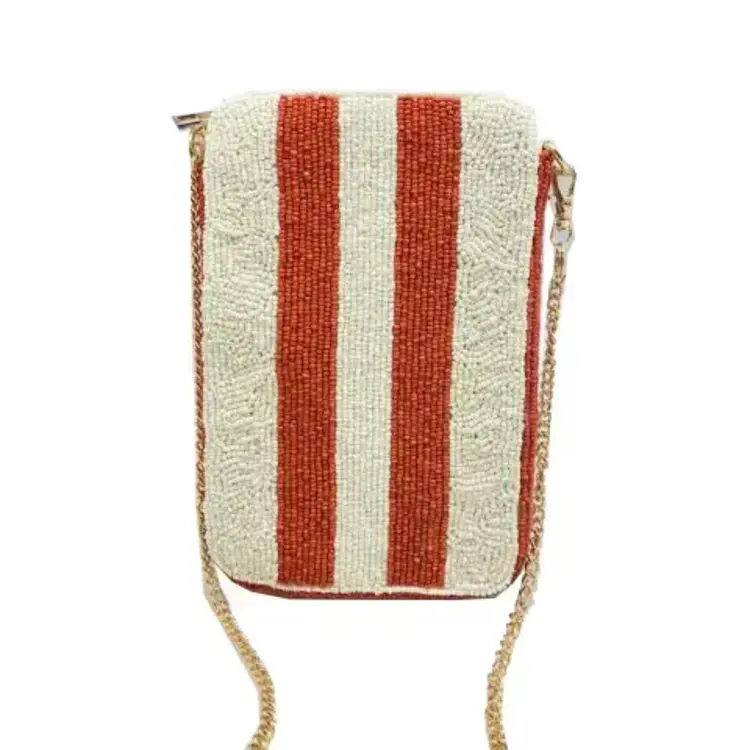 Pizzazz Orange and Cream Striped Phone Bag