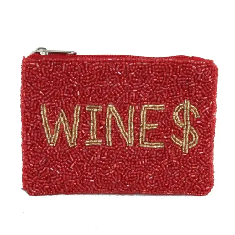 Nima Accessories Fully Beaded Wines Theme Coin Purse