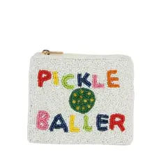 Nima Accessories Fully Beaded White Baller Theme Coin Purse
