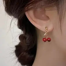 Red Cherry Stud Earrings