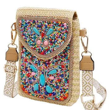 Cap Zone Butterfly Bohemian Artisan Beaded Crossbody Bag
